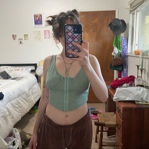 sage green corset crop top